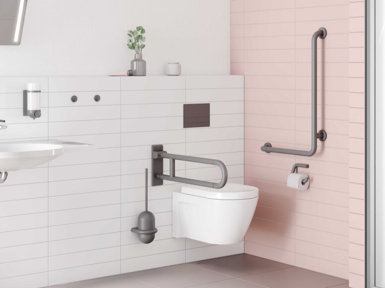 Barrier-free wash area and WC